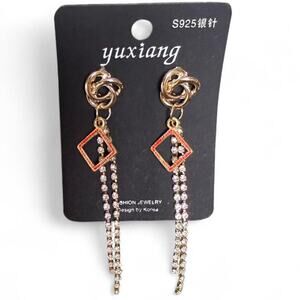 S925 gold and red diamond